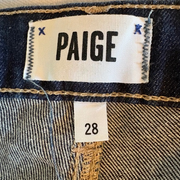 Paige Jimmy Jimmy Skinny Short Dark Wash Distressed Denim Cuffed Size 28 - Picture 3 of 5